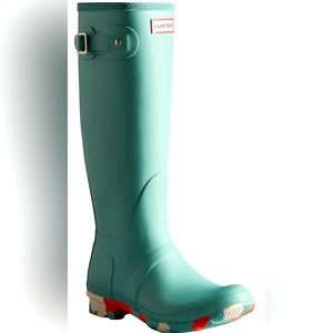 NWT HUNTER Women's Colour Splash Sole Tall Rain Boots size 8